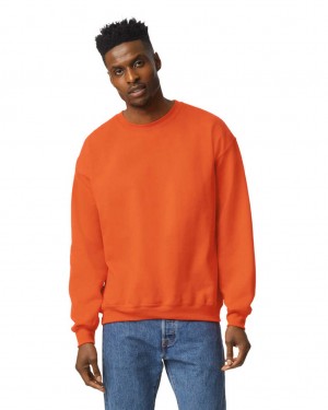 Men's Gildan 18000 Crewneck Sweatshirt Orange | STFL26043