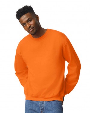 Men's Gildan 18000 Crewneck Sweatshirt S Orange | EPNT85216