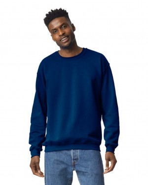 Men's Gildan 18000 Crewneck Sweatshirt Navy | YZPD82734