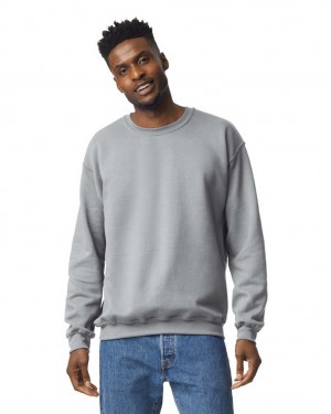 Men's Gildan 18000 Crewneck Sweatshirt Sport Grey | PRQM10352