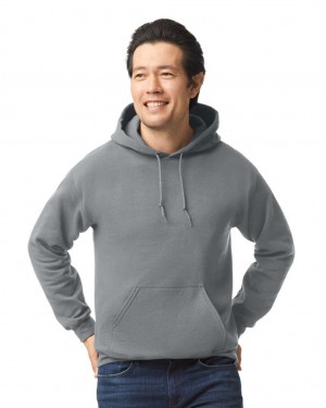 Men's Gildan 18500 Hoodie Sweatshirt Graphite Heather | BUMH09312