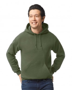 Men's Gildan 18500 Hoodie Sweatshirt Military Green | SPUI83074