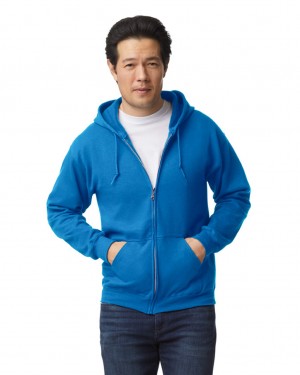 Men's Gildan 18600 Full Zip Hoodie Royal | EUMR67054