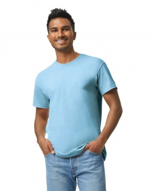 Men's Gildan 5000 T-Shirts Light Blue | GYNM62390