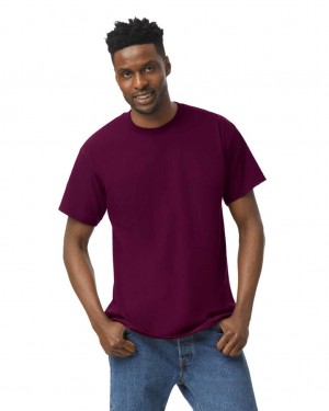 Men's Gildan 5000 T-Shirts Maroon | HURL93847