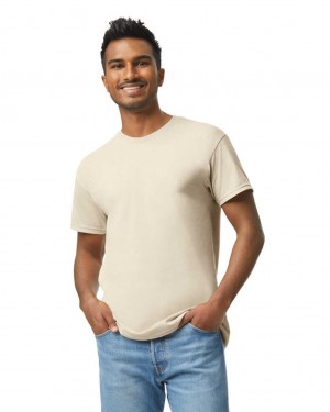 Men's Gildan 5000 T-Shirts Natural | GNBH87391