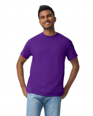 Men's Gildan 5000 T-Shirts Purple | LHWY71589