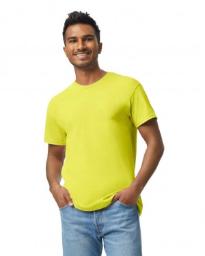 Men's Gildan 5000 T-Shirts Safety Green | ZMCL73510