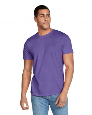 Men's Gildan 64000 T-Shirts Heather Purple | CDKP80493