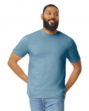 Men's Gildan 64000 T-Shirts Indigo Blue | MSJE82651