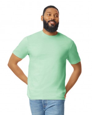 Men's Gildan 64000 T-Shirts Mint Green | JGLI35091