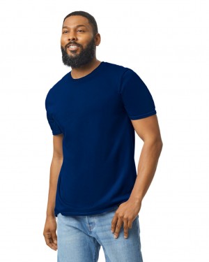 Men's Gildan 64000 T-Shirts Navy | IZFE47650