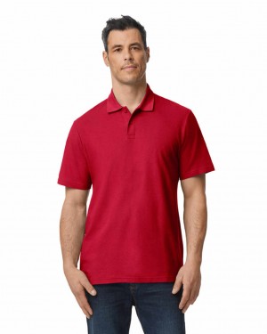 Men's Gildan 64800 Pique Polo Cherry Red | LMVJ63485