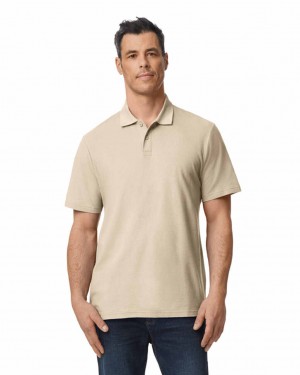 Men's Gildan 64800 Pique Polo Sand | NLGF94735