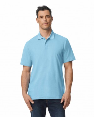 Men's Gildan 64800 Pique Polo Light Blue | ERLO24590