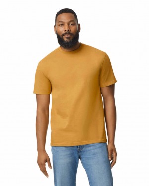 Men's Gildan 65000 Midweight T-Shirts Mustard | FLDO38076