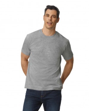 Men's Gildan 65000 Midweight T-Shirts Ring Spun Sport Grey | JUOI78315