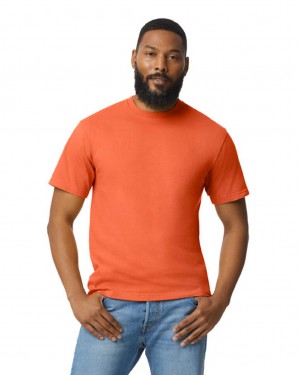 Men's Gildan 65000 Midweight T-Shirts Orange | MLJI32815