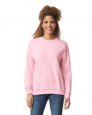 Women's Gildan 18000 Crewneck Sweatshirt Light Pink | TAJU89061