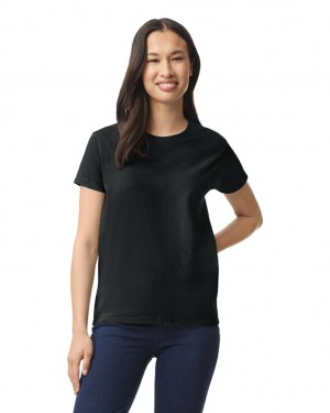 Women's Gildan 2000L T-Shirts Black | QMOA48290