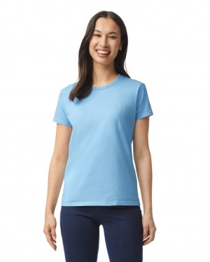 Women's Gildan 2000L T-Shirts Light Blue | QFGH86375