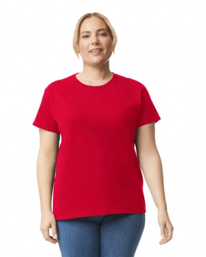 Women's Gildan 2000L T-Shirts Red | FKSE76081