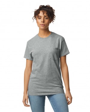 Women's Gildan 2300 with Pocket T-Shirts Sport Grey | JOVN59436