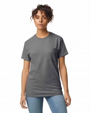 Women's Gildan 2300 with Pocket T-Shirts Charcoal | UIKY79543