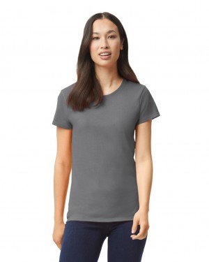 Women's Gildan 5000L T-Shirts Charcoal | KVCQ47512