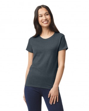 Women's Gildan 5000L T-Shirts Dark Heather | IKHG30162