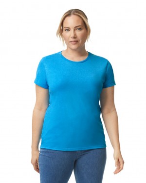 Women's Gildan 5000L T-Shirts Heather Sapphire | VRPC04356