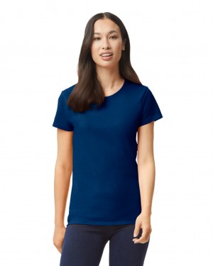 Women's Gildan 5000L T-Shirts Navy | IVGZ52831