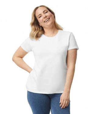 Women's Gildan 5000L T-Shirts White | RMZW20387