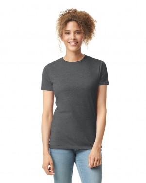 Women's Gildan 64000L T-Shirts Charcoal | AODQ16549