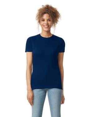 Women's Gildan 64000L T-Shirts Navy | UWJZ27318