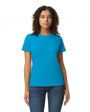 Women's Gildan 65000L Midweight T-Shirts Sapphire | JPGL96713