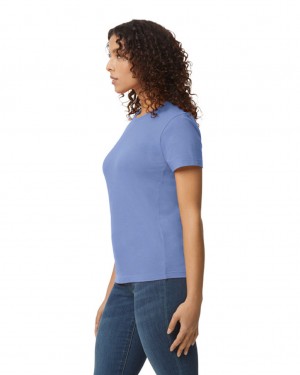 Women's Gildan 65000L Midweight T-Shirts Violet | MLRZ38941