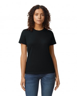 Women's Gildan 65000L Midweight T-Shirts Pitch Black | USTF29753