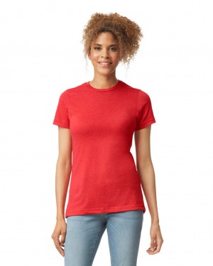 Women's Gildan 67000L CVC T-Shirts Red Mist | DPGW37814