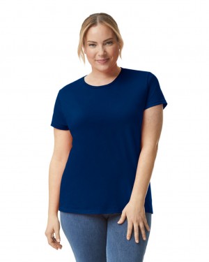 Women's Gildan 880 T-Shirts Navy | JMZP63495