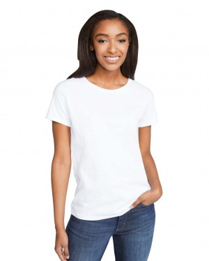 Women's Gildan 880 T-Shirts White | NLTV32176