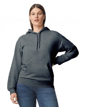 Women's Gildan SF500 Midweight Fleece Hoodie Dark Heather | DQXI53762