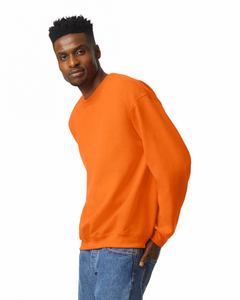 Men's Gildan 18000 Crewneck Sweatshirt S Orange | EPNT85216