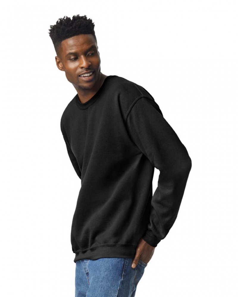 Men's Gildan 18000 Crewneck Sweatshirt Black | NAWS63745