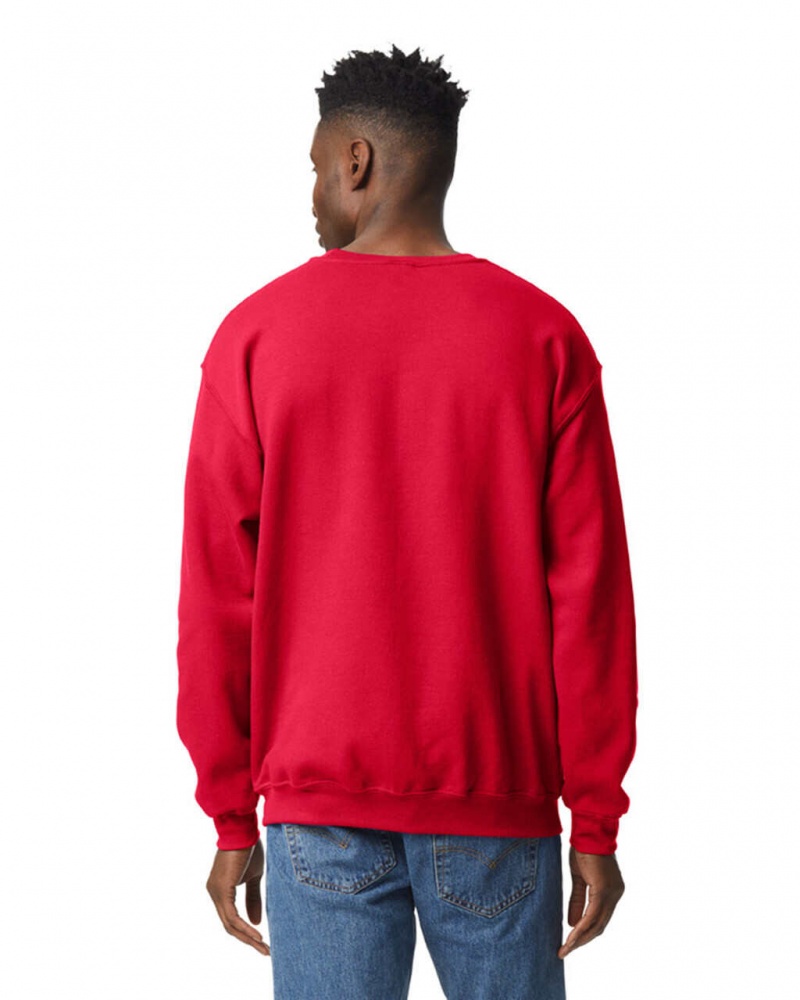 Men's Gildan 18000 Crewneck Sweatshirt Red | ZDGV37592