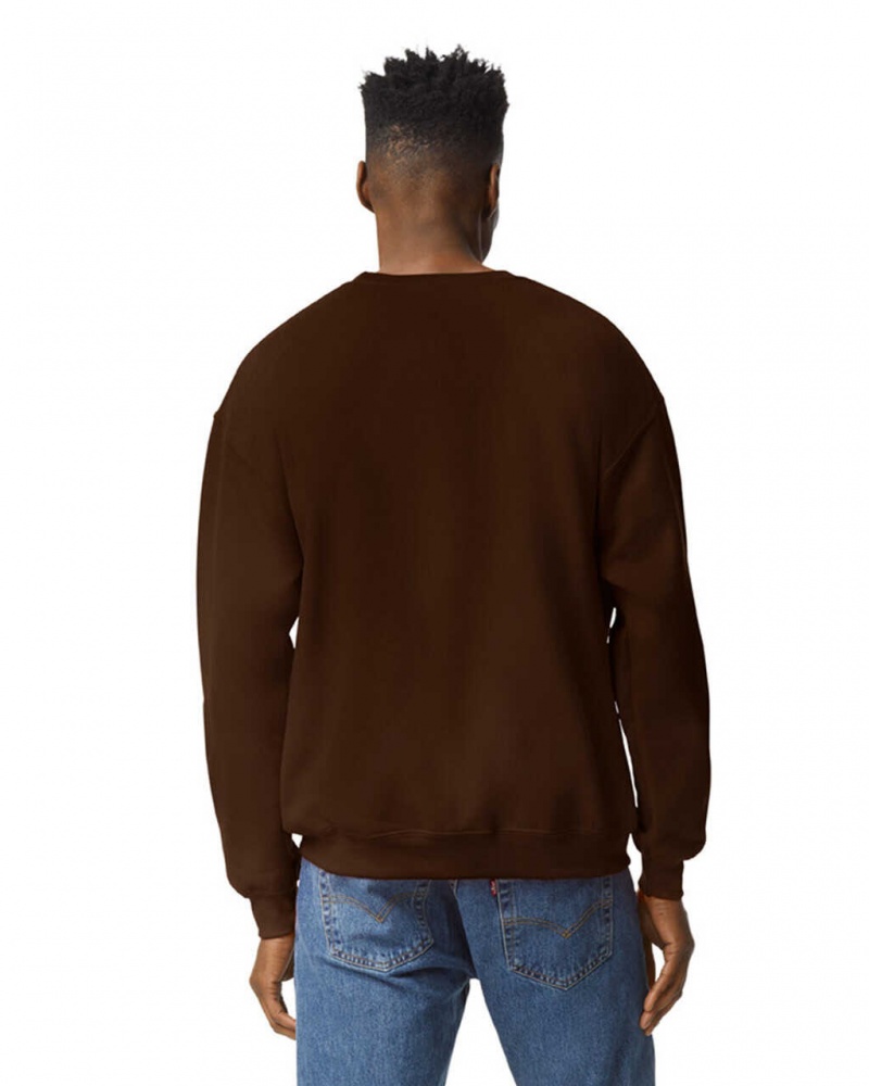 Men's Gildan 18000 Crewneck Sweatshirt Dark Chocolate | BNIP19650