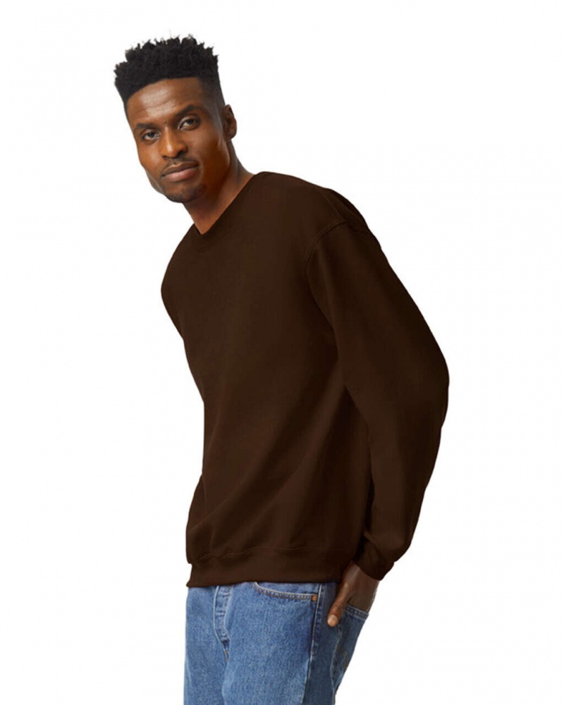 Men's Gildan 18000 Crewneck Sweatshirt Dark Chocolate | BNIP19650