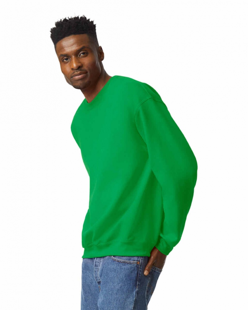 Men's Gildan 18000 Crewneck Sweatshirt Iris Green | LUJV83495