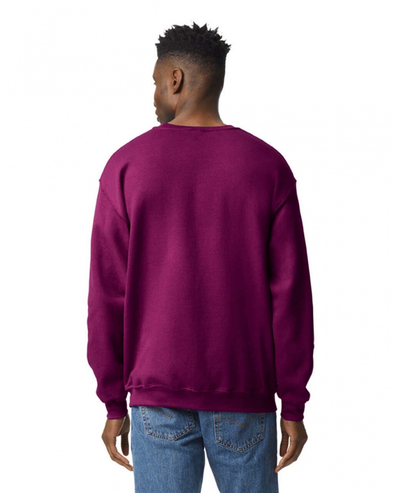 Men's Gildan 18000 Crewneck Sweatshirt Maroon | SBNR59713