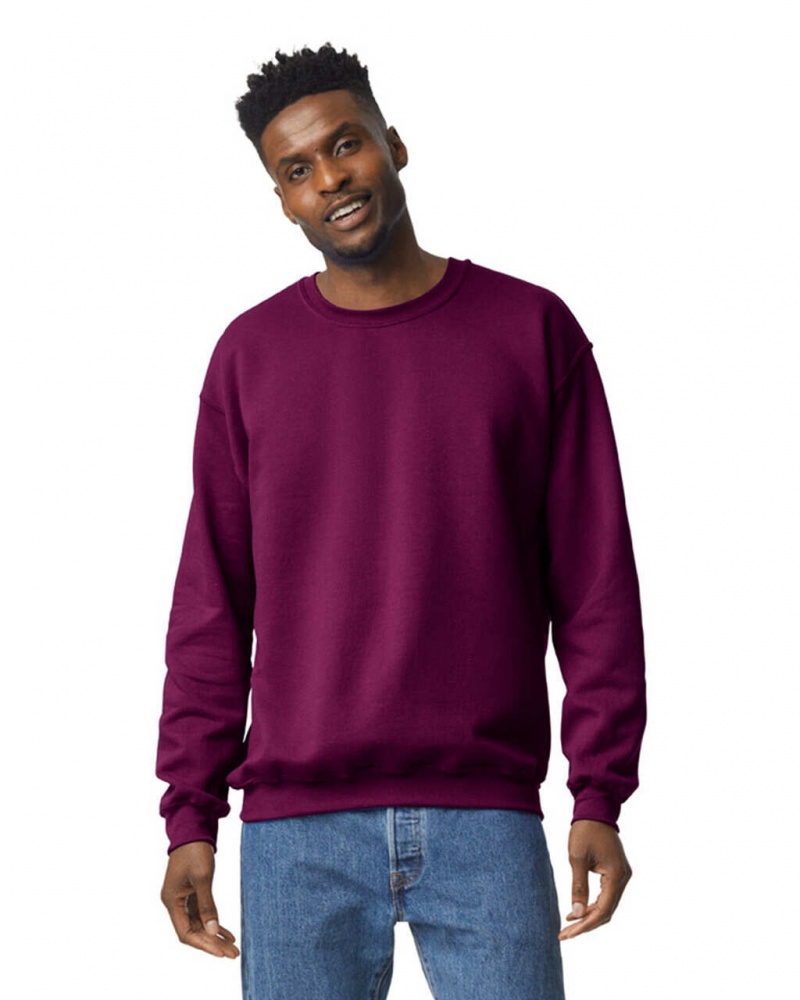 Men\'s Gildan 18000 Crewneck Sweatshirt Maroon | SBNR59713